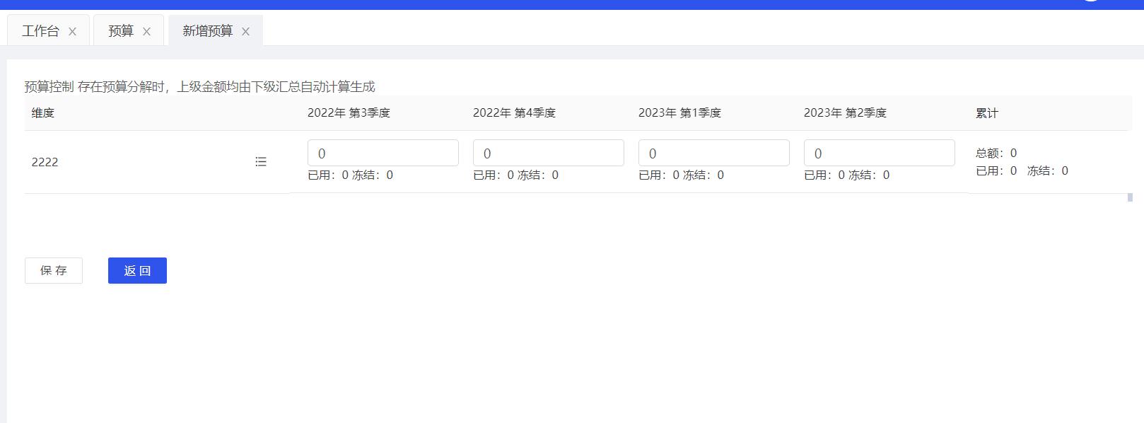 进入预算配置页面